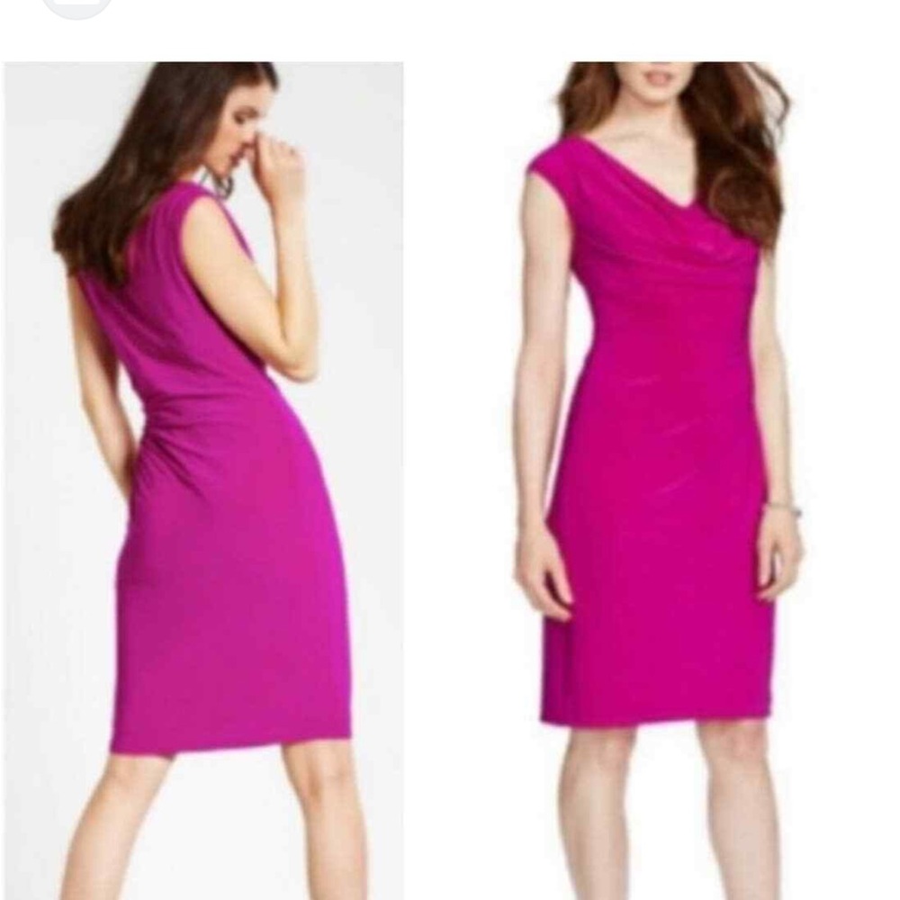 Lauren Ralph Lauren cosmopolitan magenta cowl neck dress 6